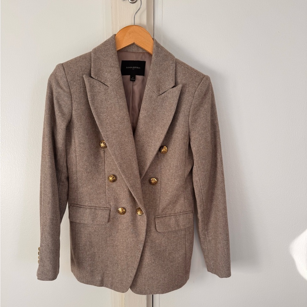 Banana Republic Tan Blazer Classic Tailored Suit Jacket